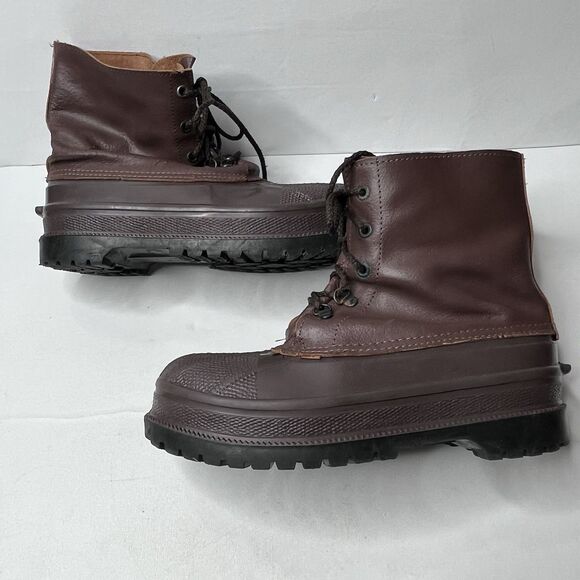 Vintage Greb Canadian Made Brown Leather Duck Work Boots Mens Size 8 - Picture 3 of 12